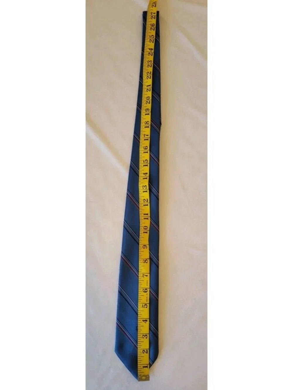Vintage Christian Dior Men's Light Blue Tan Stripe Tie Necktie Made In USA